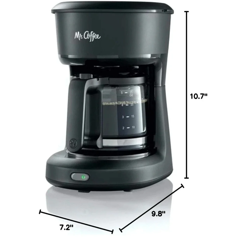 Mr. Coffee 5 Cup Drip Coffee Maker Glass Carafe Auto Pause Black Mini Brew New